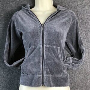 N.Y. L. New York Laundry Gray Velour Hooded Jacket Sz PM